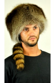Coonskin Cap - Raccoon fur hat with tail